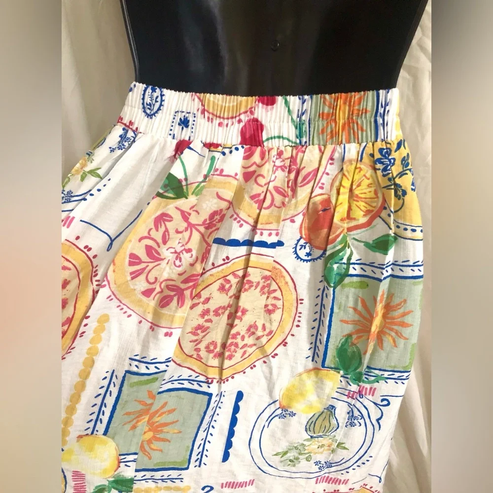 Fruit Celestial multi print boho‎ self tie waist buttoned  skirt size large new